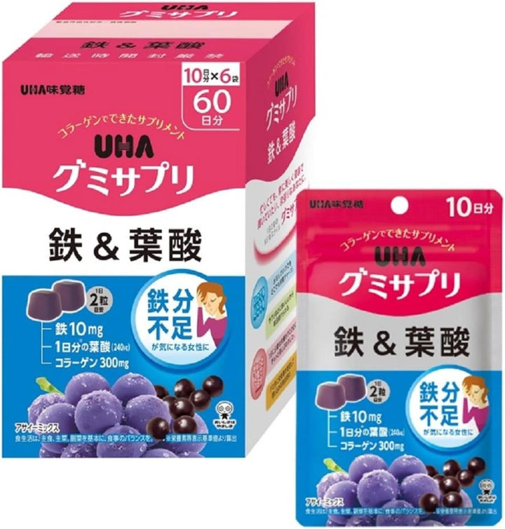 UHA 味覺糖 鐵 葉酸 20日分 60日分 巴西莓口味