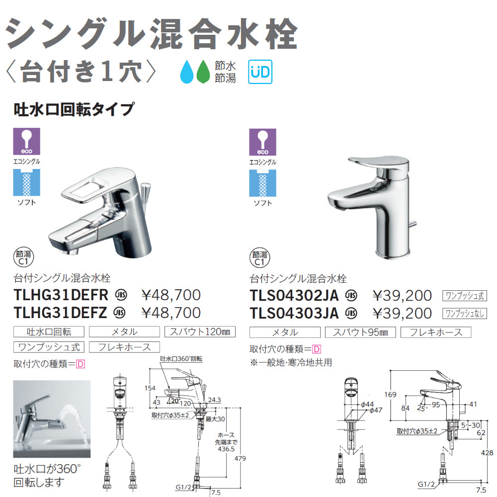 TOTO 東陶 省水面盆龍頭 TLHG31DEFR TLS04302JA