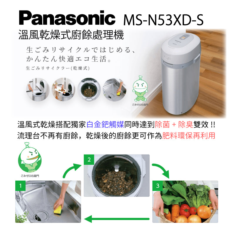 Panasonic 國際牌 溫風式廚餘處理機 MS-N53XD