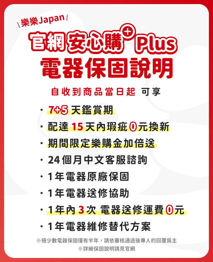 Plus方案 (電器・一般)⭐贈24樂購金 (期間限定30%增量中)