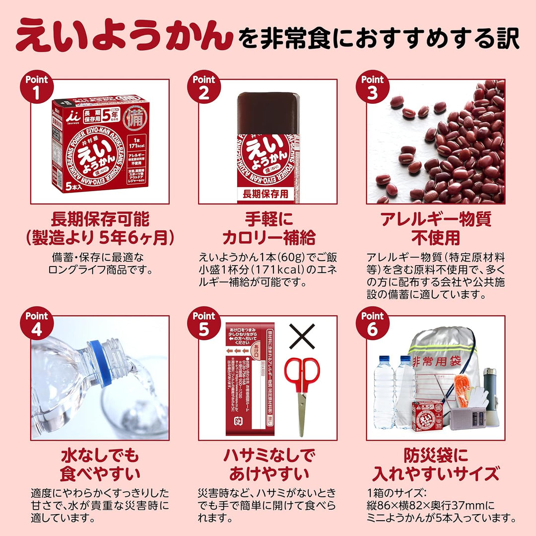 井村屋 五年保存期 防災羊羹 5入組
