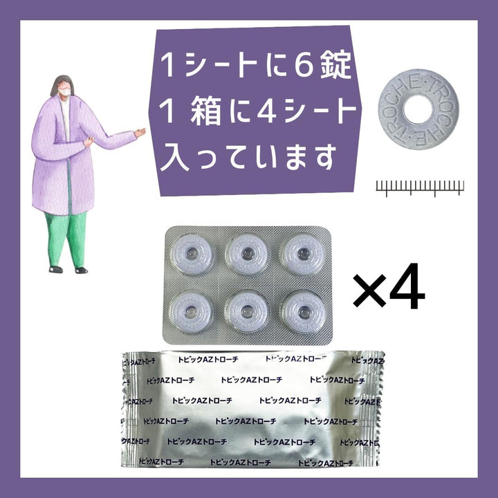 日新薬品工業 Topic AZ Troche 口含錠 24錠 藍莓味