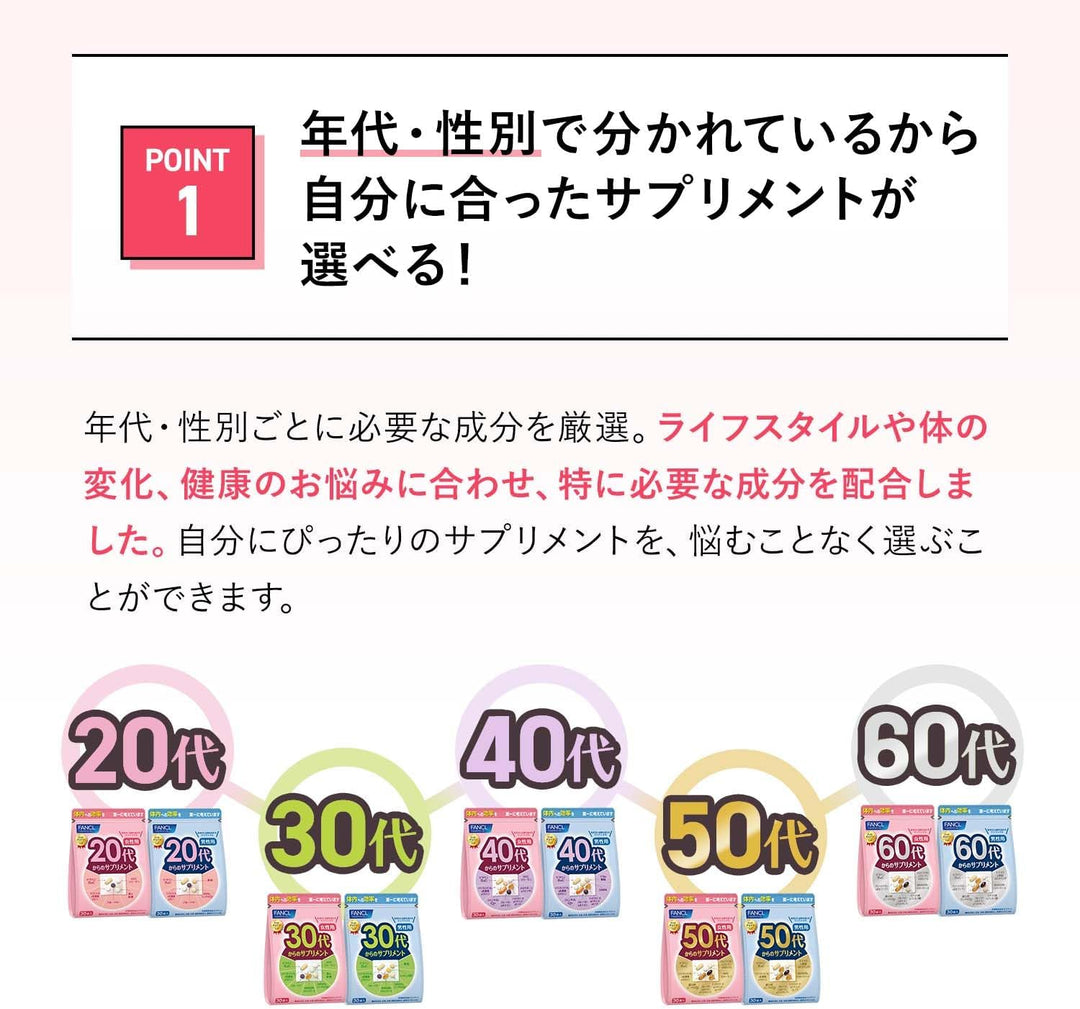 FANCL芳珂 年齡分層補充保健食品 20代 30代 40代 50代 60代