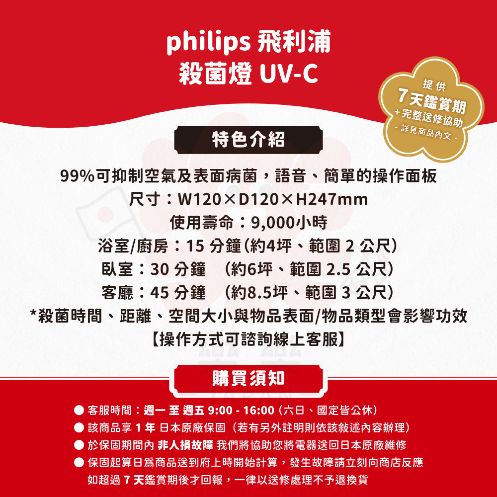 PHILIPS 飛利浦 紫外線殺菌燈 PU002