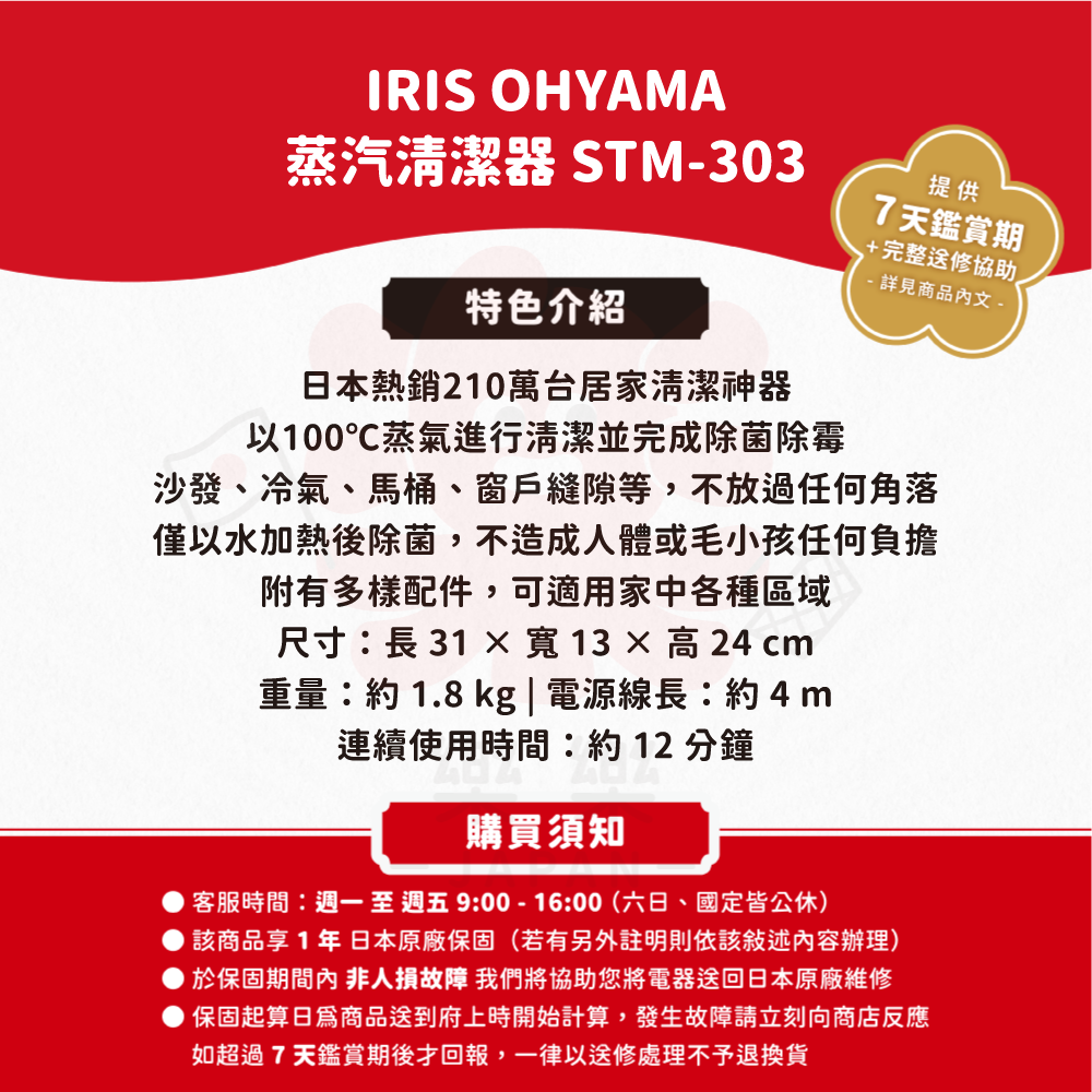 IRIS OHYAMA STM-303 蒸氣清淨器