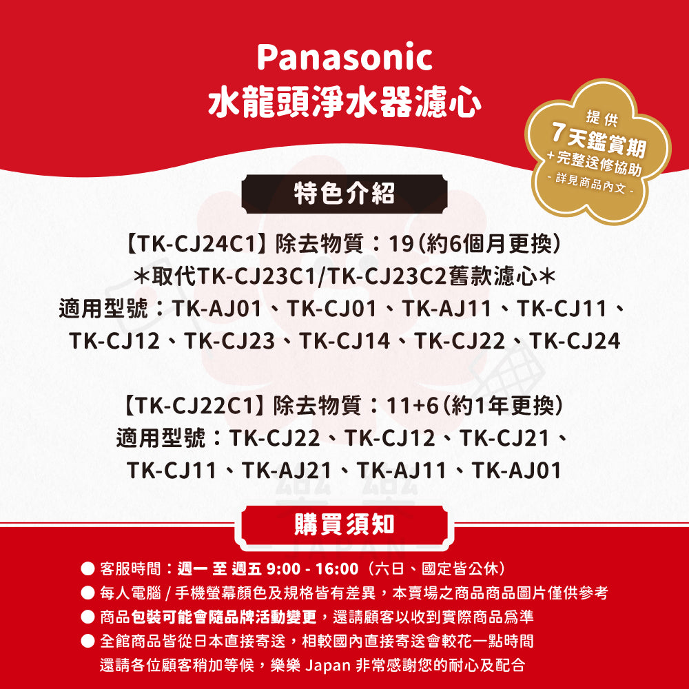 Panasonic 國際牌 淨水器濾心 TK-CJ24C1 TK-CJ23C1 TK-CJ22C1