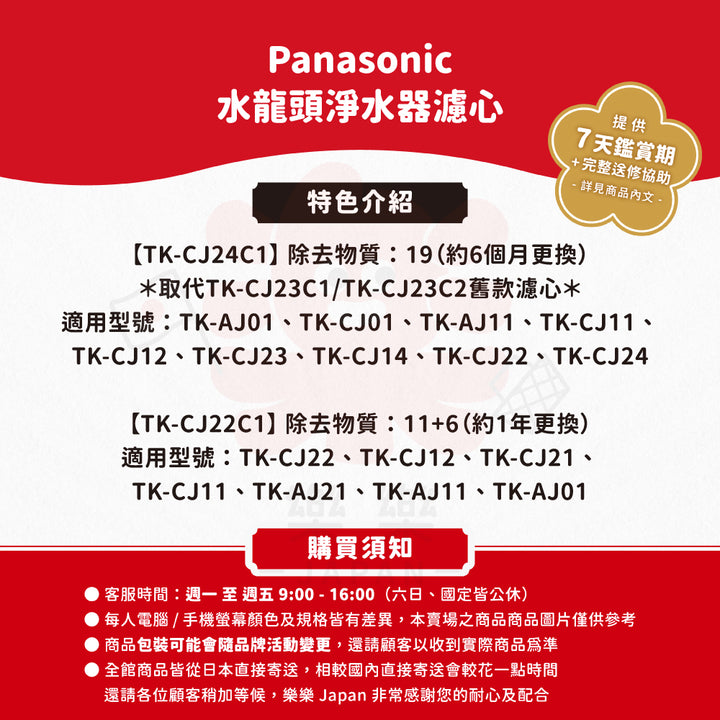 Panasonic 國際牌 淨水器濾心 TK-CJ24C1 TK-CJ23C1 TK-CJ22C1